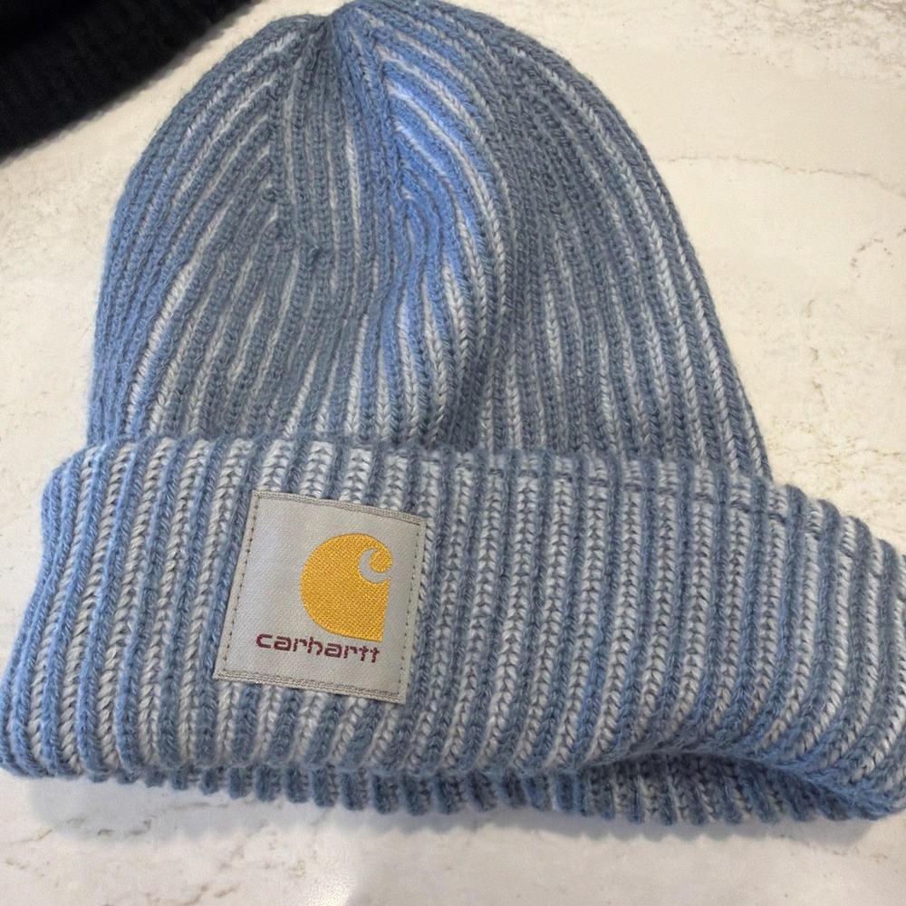 Carhartt Blue Rib Knit Beanie Hat Winter Pull On AH5560-W Stocking Cap One Size